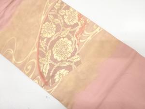 地紙に花唐草模様織り出し　名古屋帯